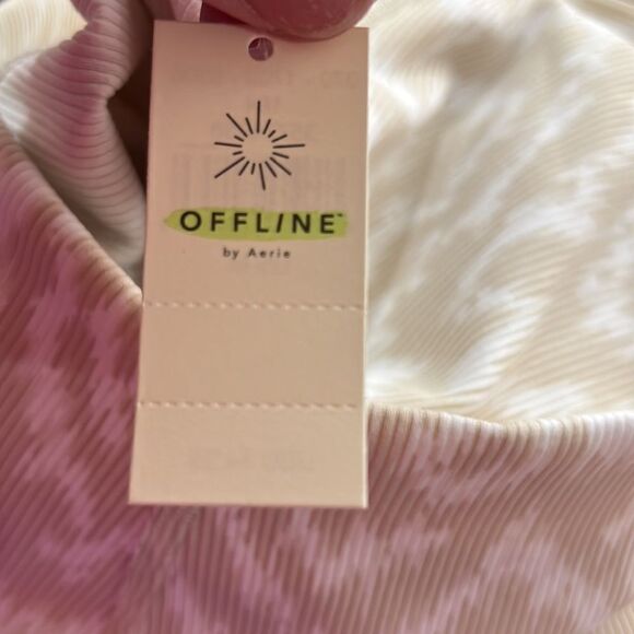 Aerie Offline Tan and White ribbed 7/8 leggings NWT size medium - Picture 14 of 14